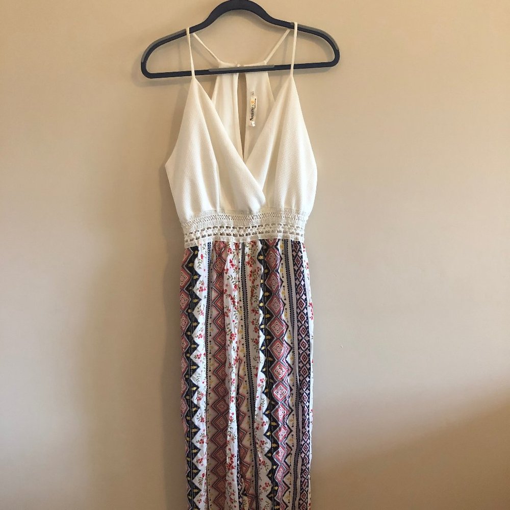 White and Multicolored Jumpsuit